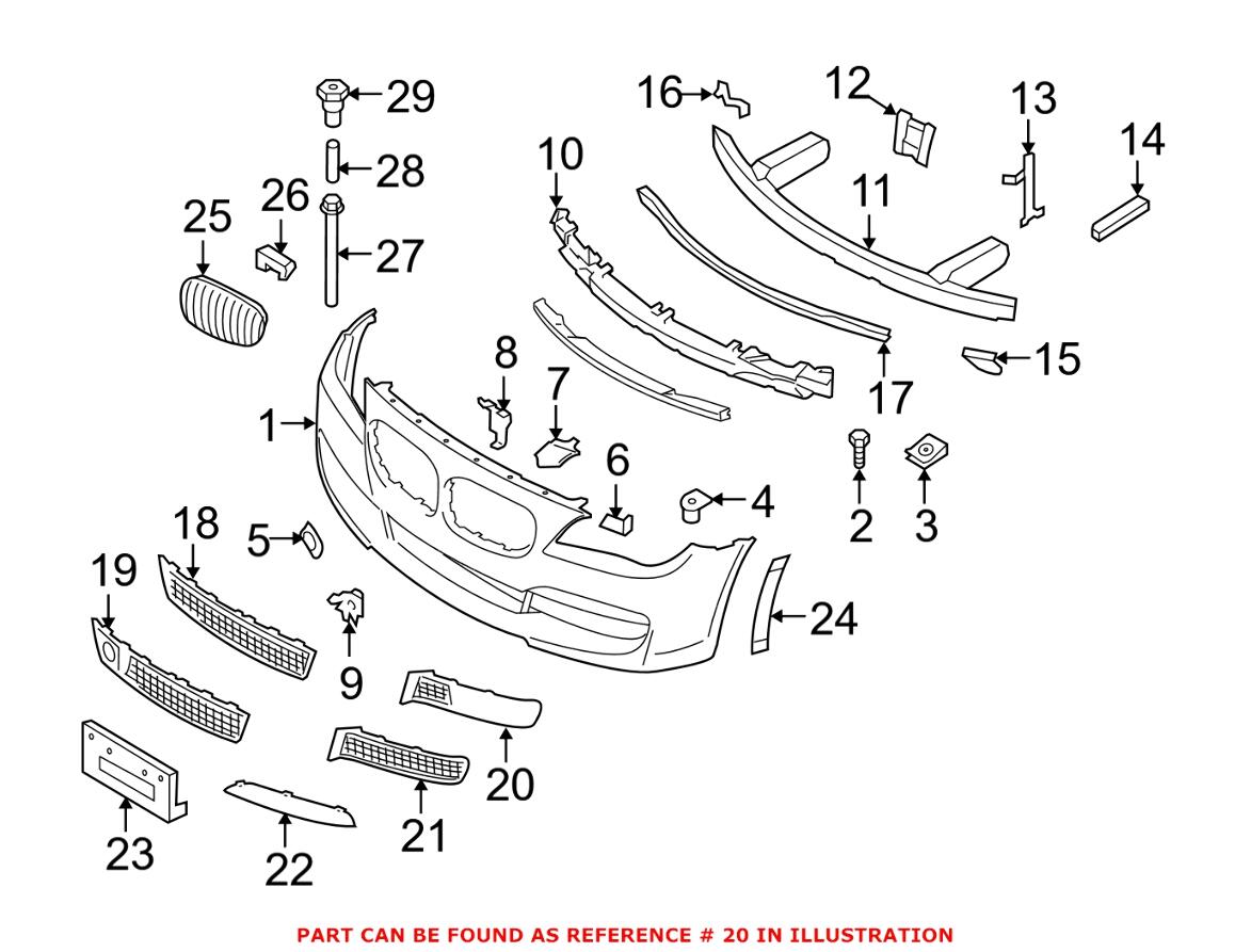 BMW Grille - Front Driver Side Lower 51117903675